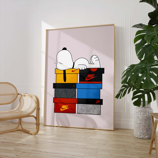 Sneaker Box Stack Cartoon Poster · Geschenkidee · Streetwear Sneaker Design · Minimalistische Kunst · Moderne Wanddeko · Print ohne Rahmen
