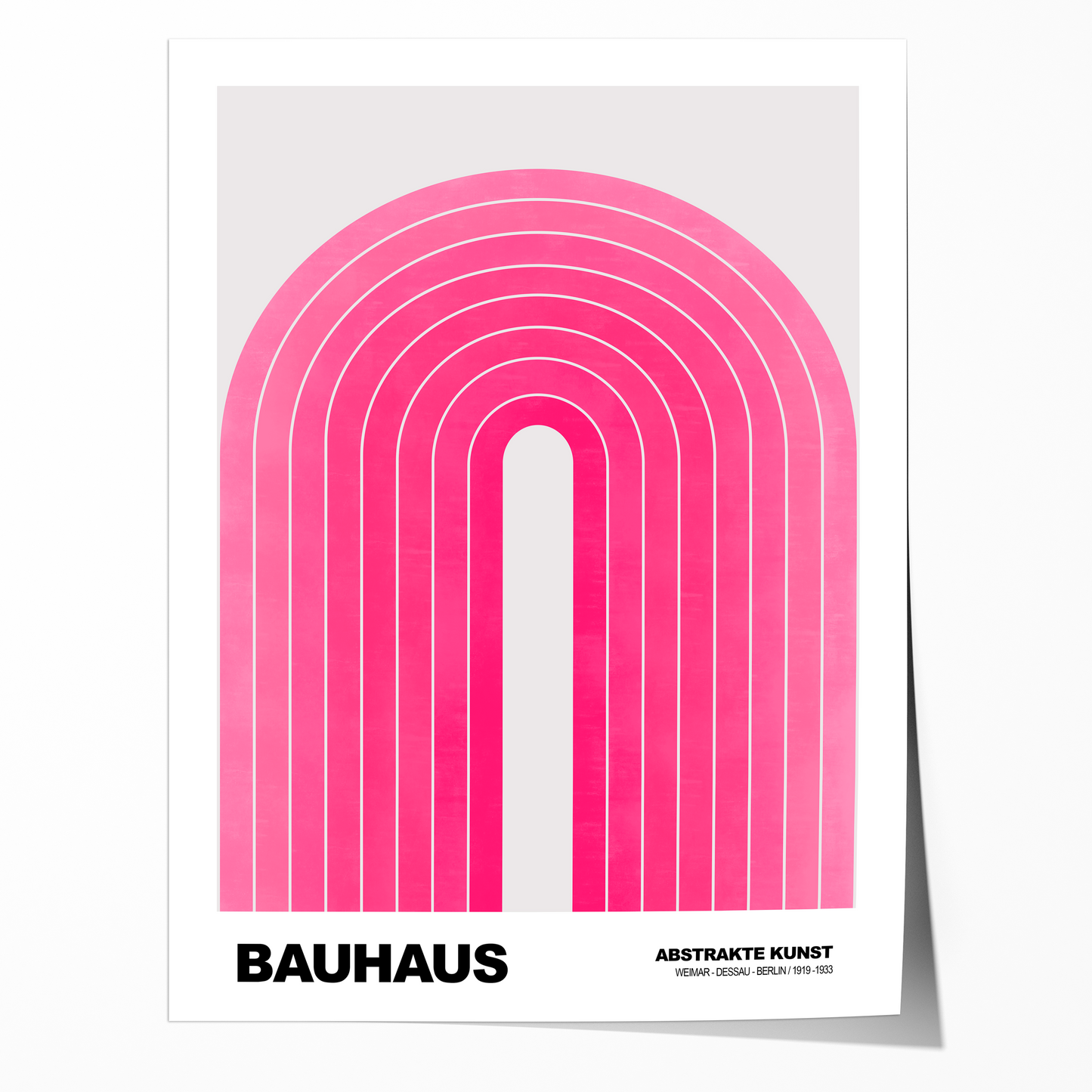 Poster Bauhaus Abstrakte Kunst · Pinke Retro Bogen Grafik im minimalistischen Stil · Geometrisches Wandbild · Deko Print ohne Rahmen