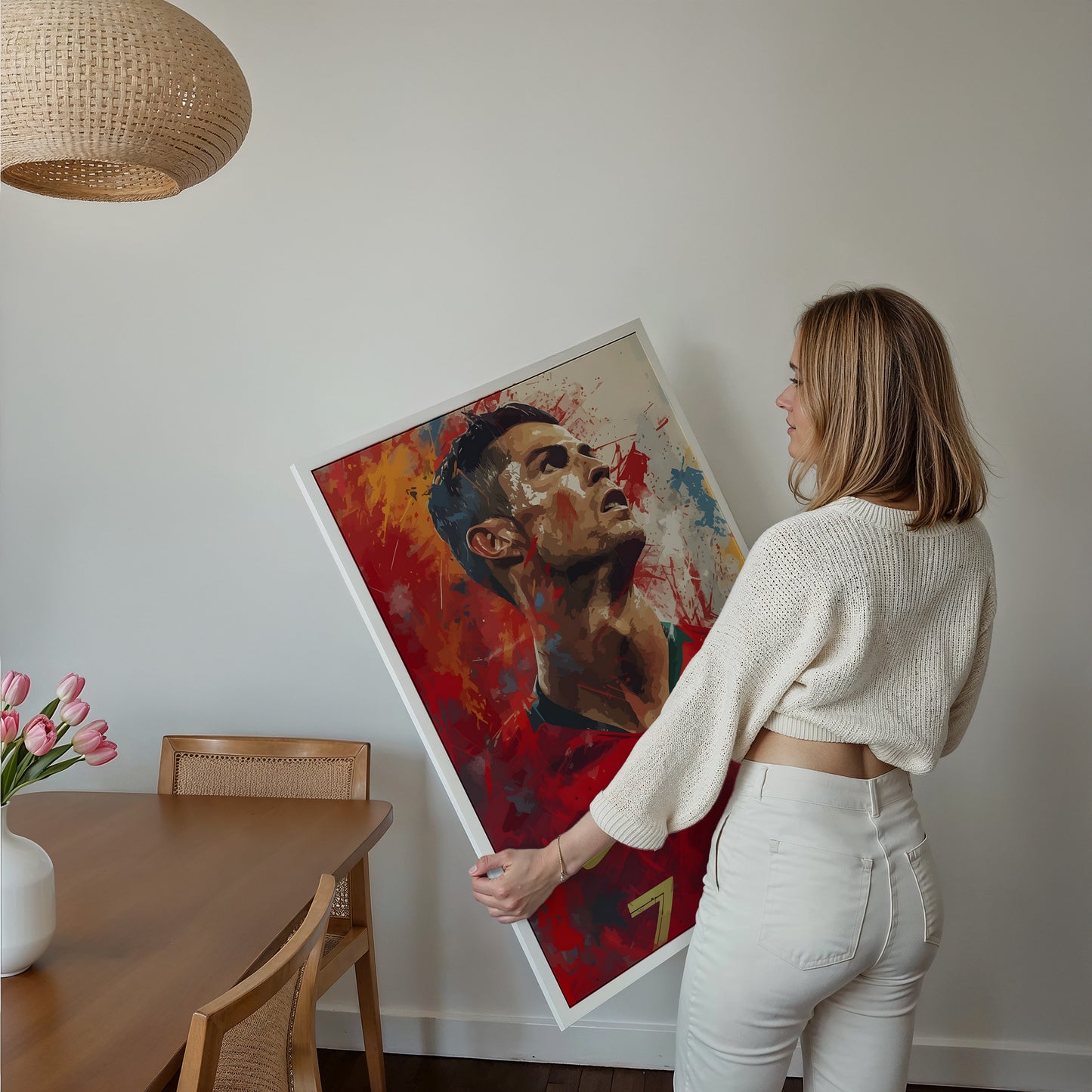 Fußball Legende Ronaldo Portugal · Dynamisches Kunstposter im Splash Art Stil · Wanddeko für Fans · Druck ohne Rahmen