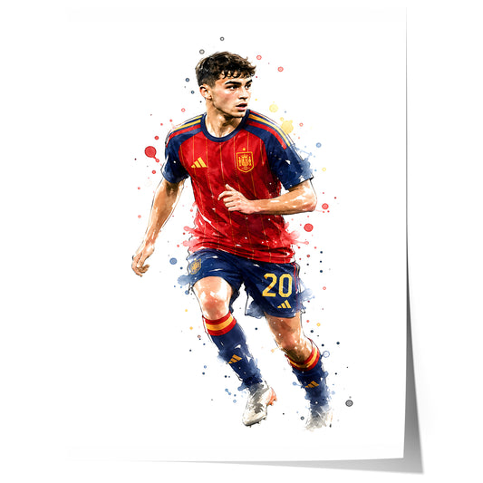 Spanien Fussball Poster · Geschenkidee · Aquarell Sport Wandbild · Deko Print ohne Rahmen