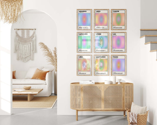 Minimalistische Sternzeichen Poster · Geschenkidee · Wassermann, Widder, Krebs, Steinbock, Zwillinge, Löwe · Dekoprint ohne Rahmen