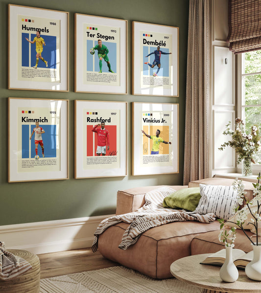 Fußball Stars Poster · Vinícius Jr Rashford Kimmich Dembélé Ter Stegen Hummels · Sport Wanddeko · Print ohne Rahmen