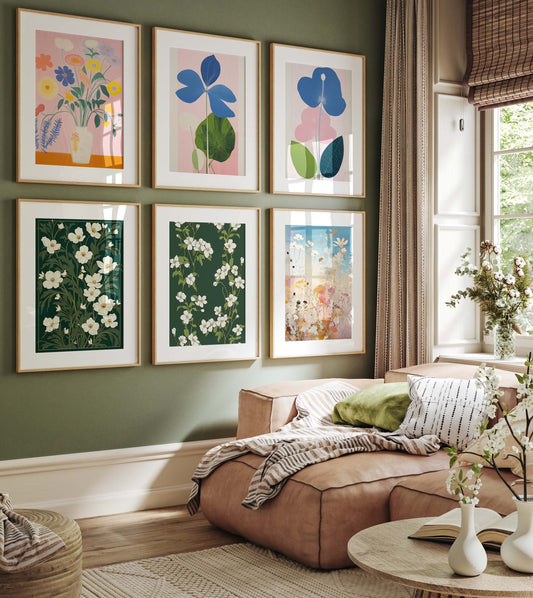 Blumen Poster · Geschenkidee · Moderne Botanische Illustrationen und Farbenfrohe Blütenkunst · Dekoprint ohne Rahmen