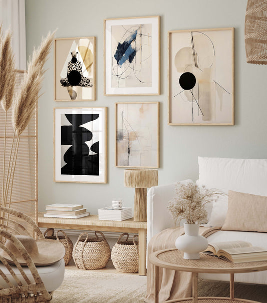 Abstrakte Moderne Poster · Geschenkidee · Minimalistische Schwarz Beige Wandkunst · Geometrische Kunst für Wohnzimmer · Print ohne Rahmen