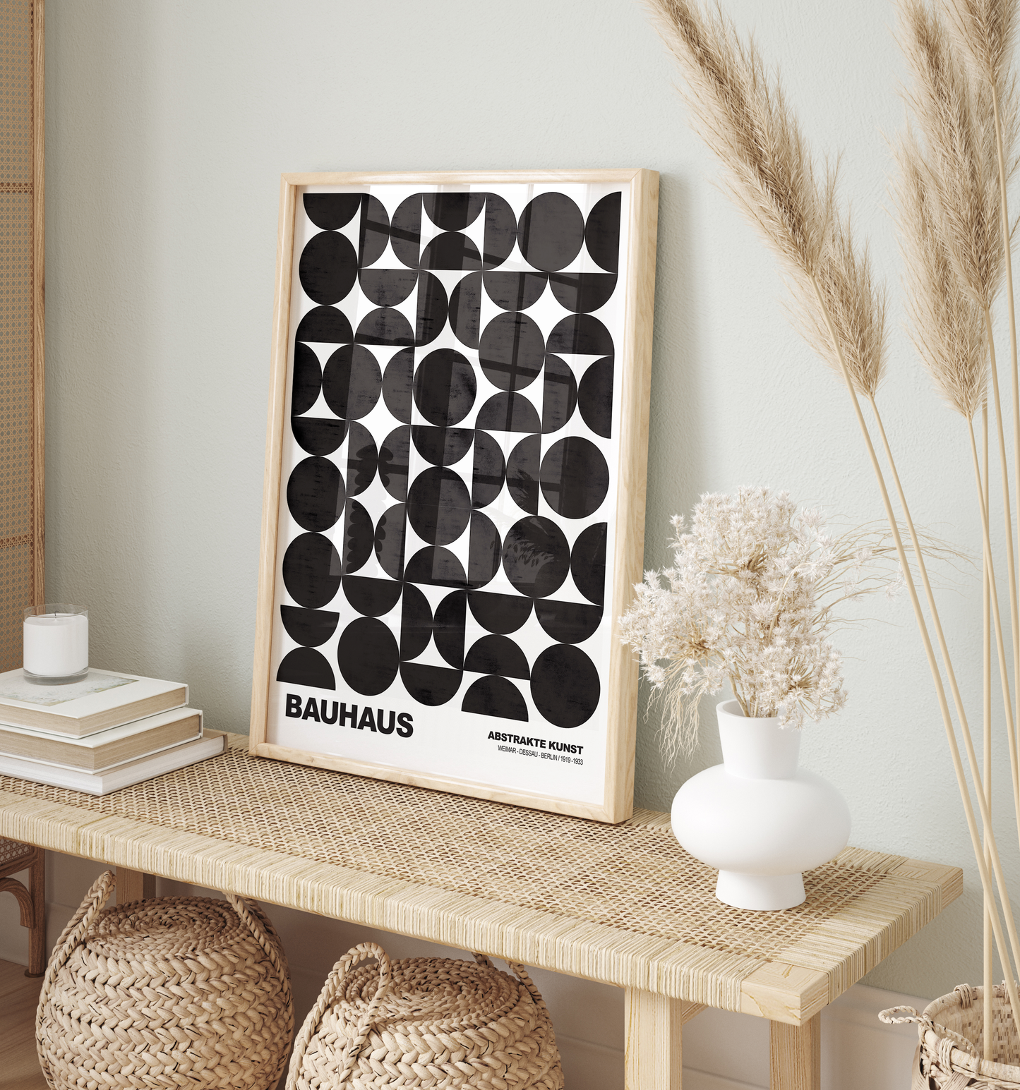 Poster Bauhaus Abstrakte Kunst · Schwarze geometrische Formen im minimalistischen Design · Modernes Wandbild · Deko Print ohne Rahmen