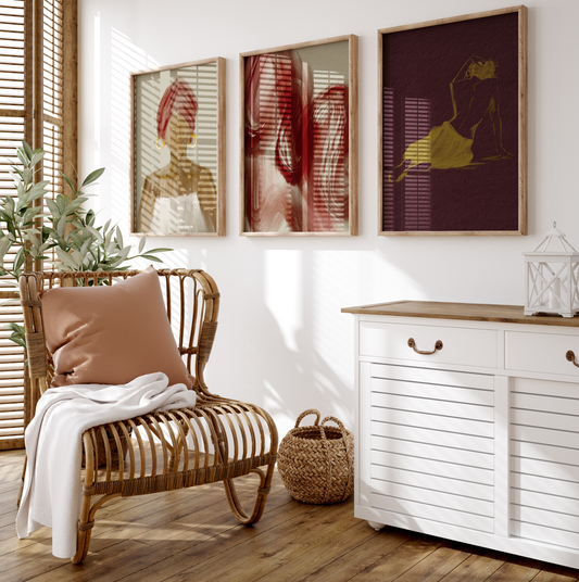 Blumen Poster · Retro Schachbrettmuster & moderne Kunst · Dekoprint ohne Rahmen