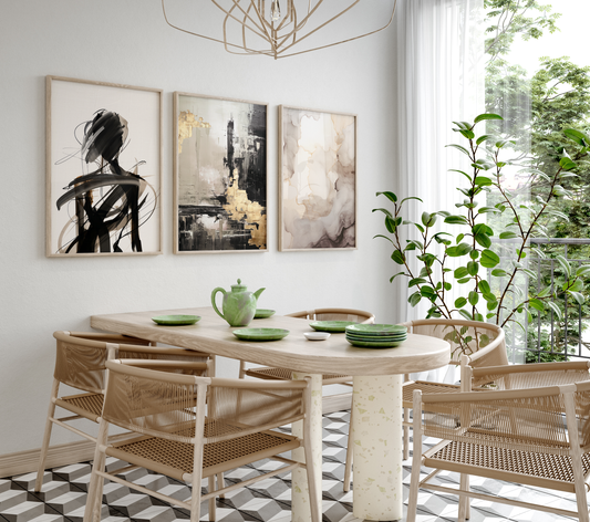 Abstrakte Poster · Geschenkidee · Elegante Silhouetten Minimalistische Formen Neutrale Farben Goldene Akzente · Dekoprint ohne Rahmen