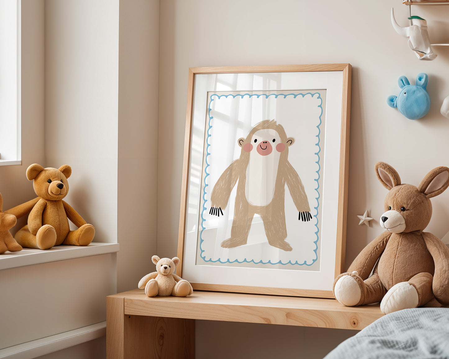 Poster Kinderzimmer Faultier · Süßes Tierposter · Lustiger Dschungelfreund · Sanfte Farben · Geschenkidee für Kinder · Deko Print ohne Rahmen