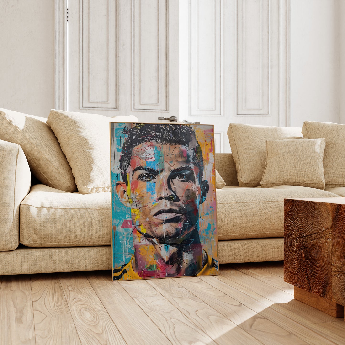 Street Art Fuรball Legende Ronaldo ยท Pop Art Wandbild ยท Modernes Graffiti Poster ohne Rahmen