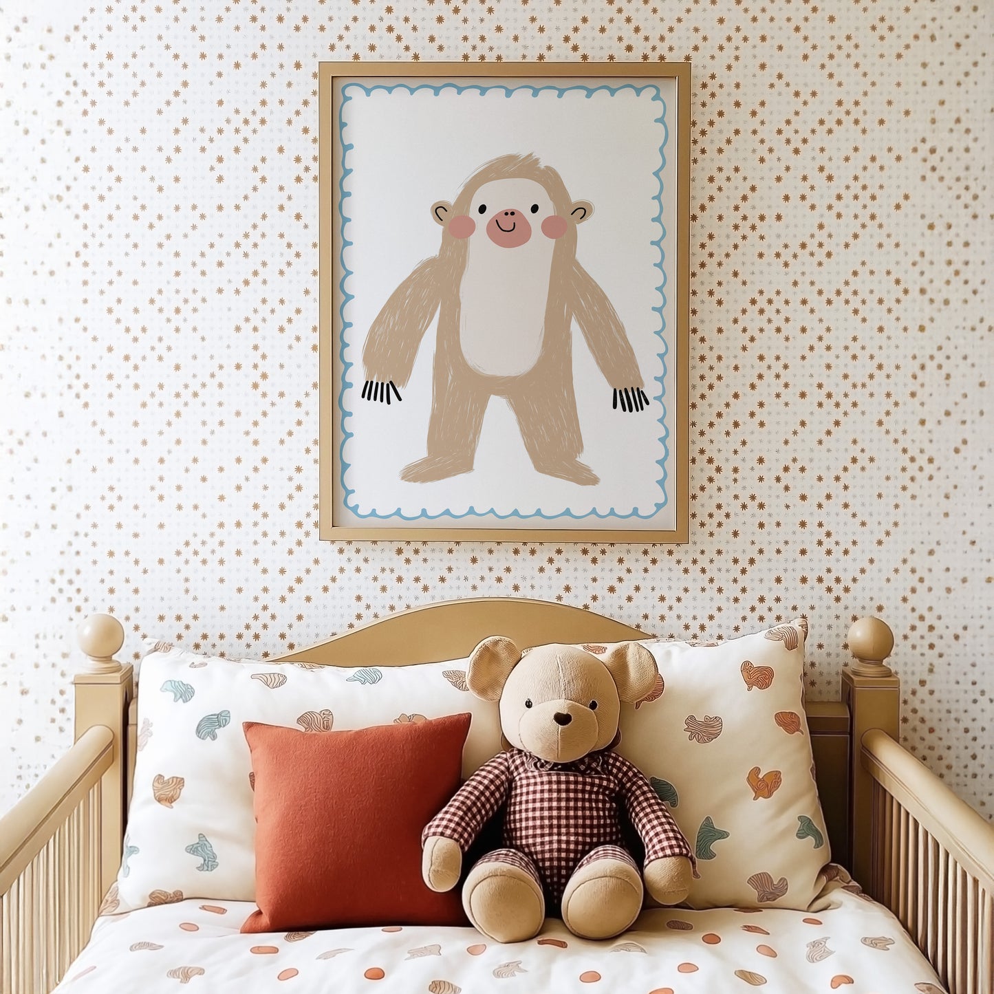 Poster Kinderzimmer Faultier · Süßes Tierposter · Lustiger Dschungelfreund · Sanfte Farben · Geschenkidee für Kinder · Deko Print ohne Rahmen