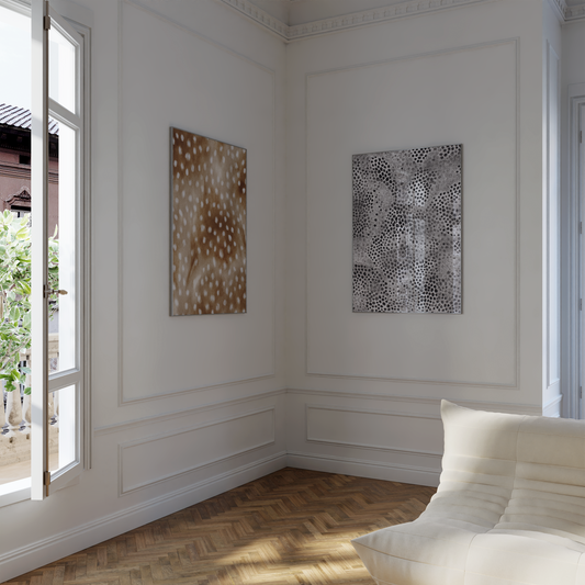 Tiermuster Poster · Geschenkidee · Tierfell Muster Wildtiere Leopard und Tiger Texturen · Dekoprint ohne Rahmen