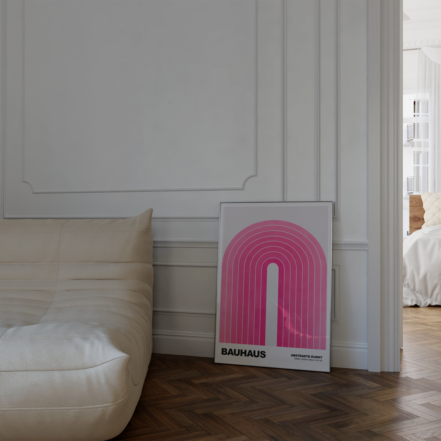 Poster Bauhaus Abstrakte Kunst · Pinke Retro Bogen Grafik im minimalistischen Stil · Geometrisches Wandbild · Deko Print ohne Rahmen