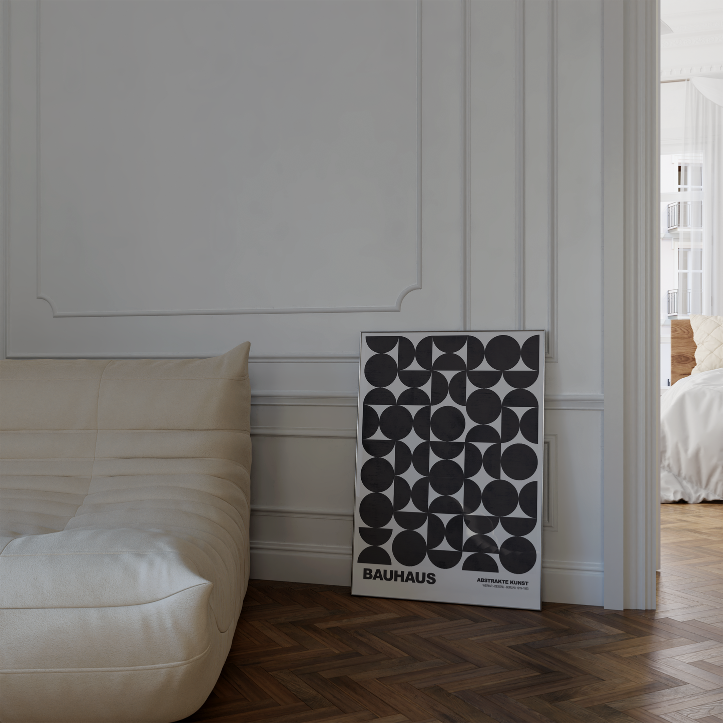 Poster Bauhaus Abstrakte Kunst · Schwarze geometrische Formen im minimalistischen Design · Modernes Wandbild · Deko Print ohne Rahmen