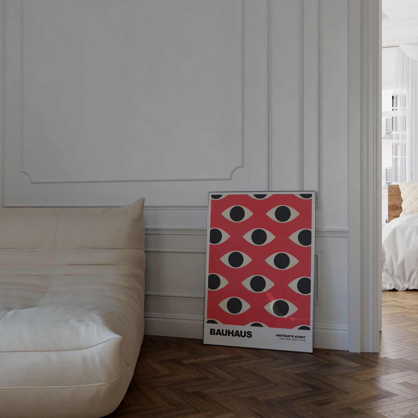 Poster Bauhaus Abstrakte Augen Grafik · Geometrisches Muster in Rot und Beige · Modernes Retro Design · Deko Print ohne Rahmen