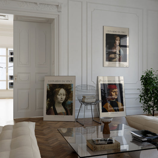 Leonardo da Vinci Kunst Poster · Geschenkidee · Mona Lisa Dame mit Hermelin Salvator Mundi Renaissance Meisterwerke · Dekoprint ohne Rahmen