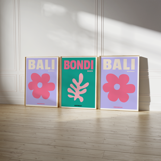 Reiseposter · Geschenkidee · Bali Bondi Beach Fiji Ibiza Miami Tulum · Minimalistische Wandkunst · Dekoprint ohne Rahmen