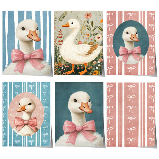 Poster Kinderzimmer Gänse mit Schleife · Geschenkidee für Kinder · Rosa & Blau · Bauernhof Deko Print ohne Rahmen