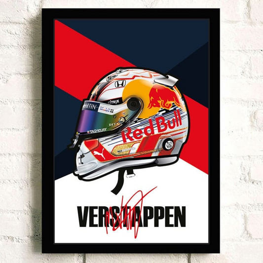 Poster Formel 1 Helm Rennfahrer Name Unterschrift · Deko Print ohne Rahmen