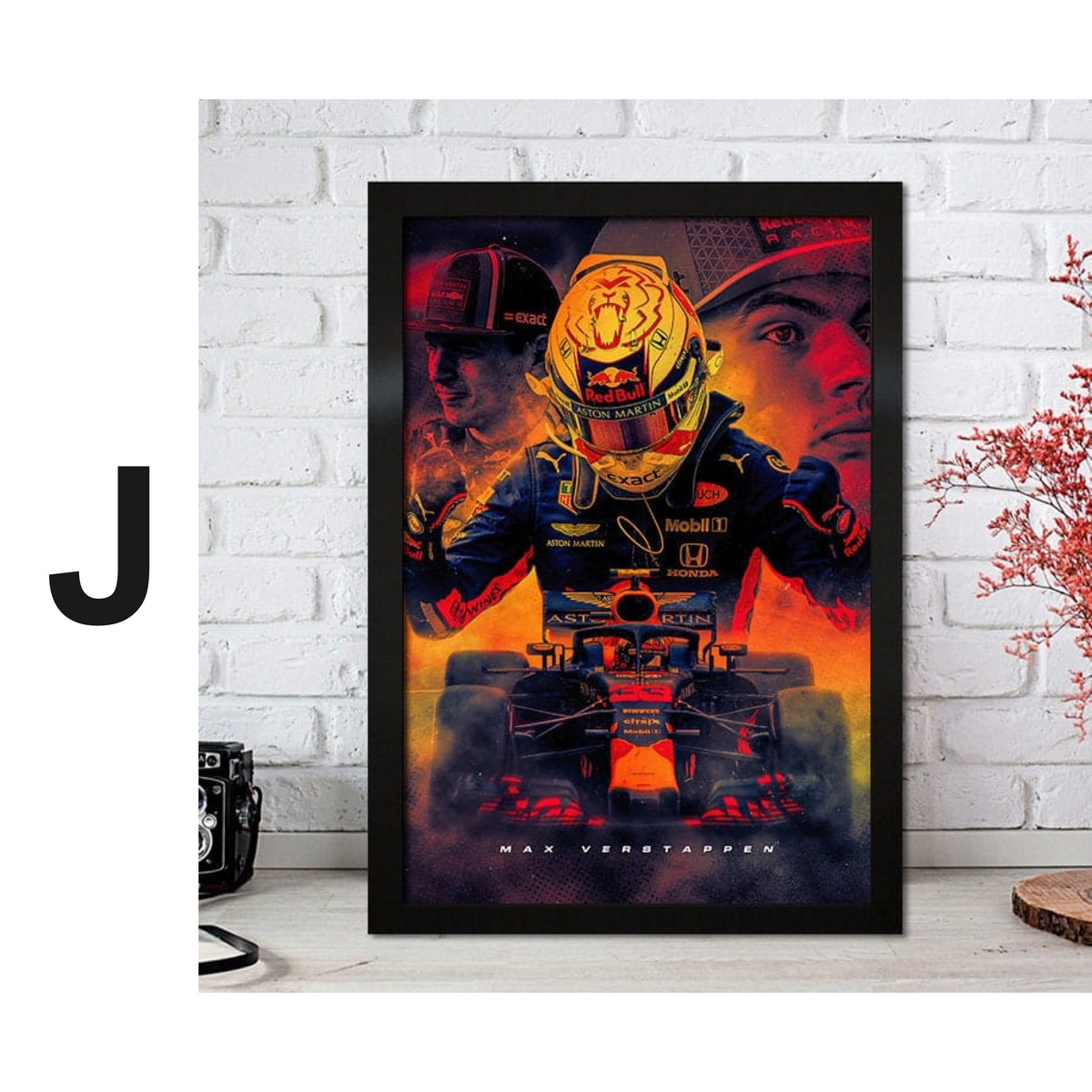 Poster Formel 1 Max Verstappen Rennfahrer Helm Rennwagen Red Bull · Deko Print ohne Rahmen