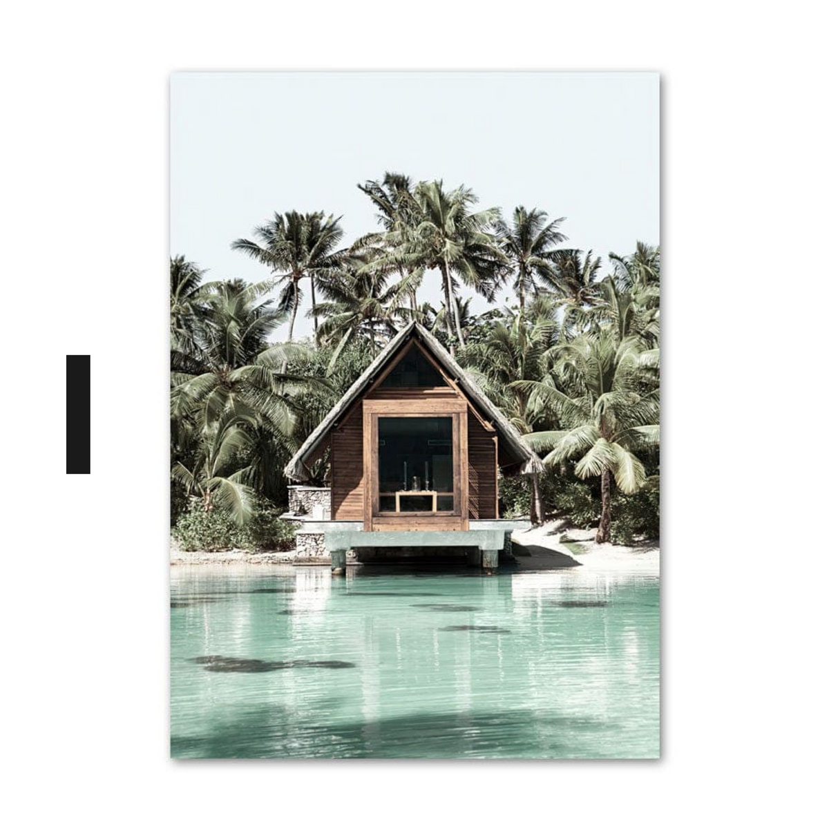 Poster Meer Blätter Überwasser Bungalow Strandschaukel · Wandbilder Wohnzimmer & Schlafzimmer · Deko Print Bilder · ohne Rahmen