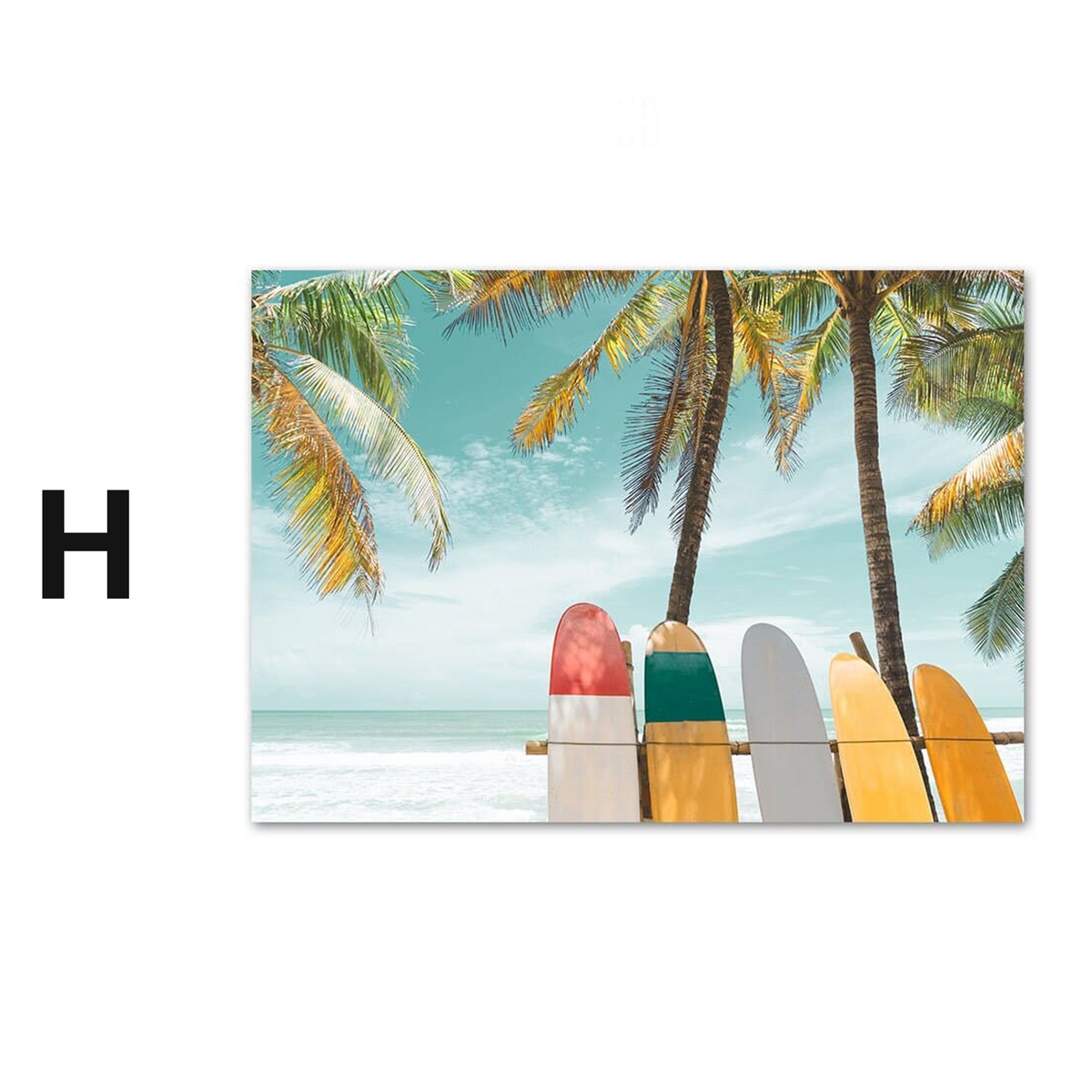Poster Palmen Strand Muscheln Käfer Surfbretter Ananas · Wandbilder Wohnzimmer & Schlafzimmer · Wand Deko · Kunst Druck · ohne Rahmen