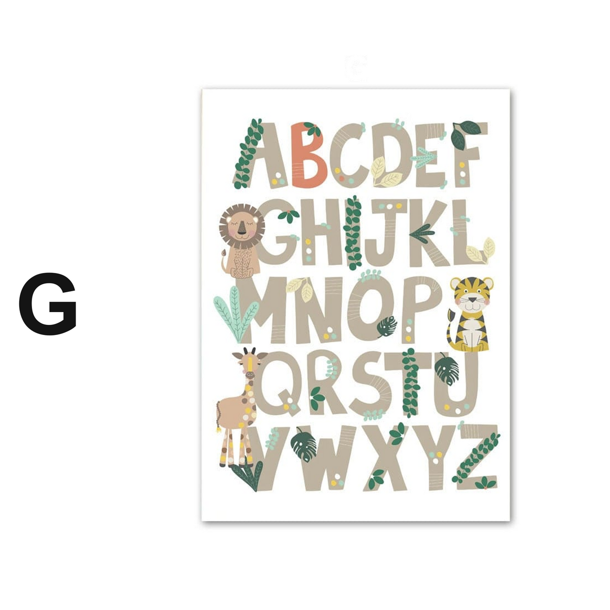 Poster Kinderzimmer Dschungel Tiere Alphabet · Kinderzimmer Bilder · Wand Deko · Kunst Druck · Deko Print · ohne Rahmen