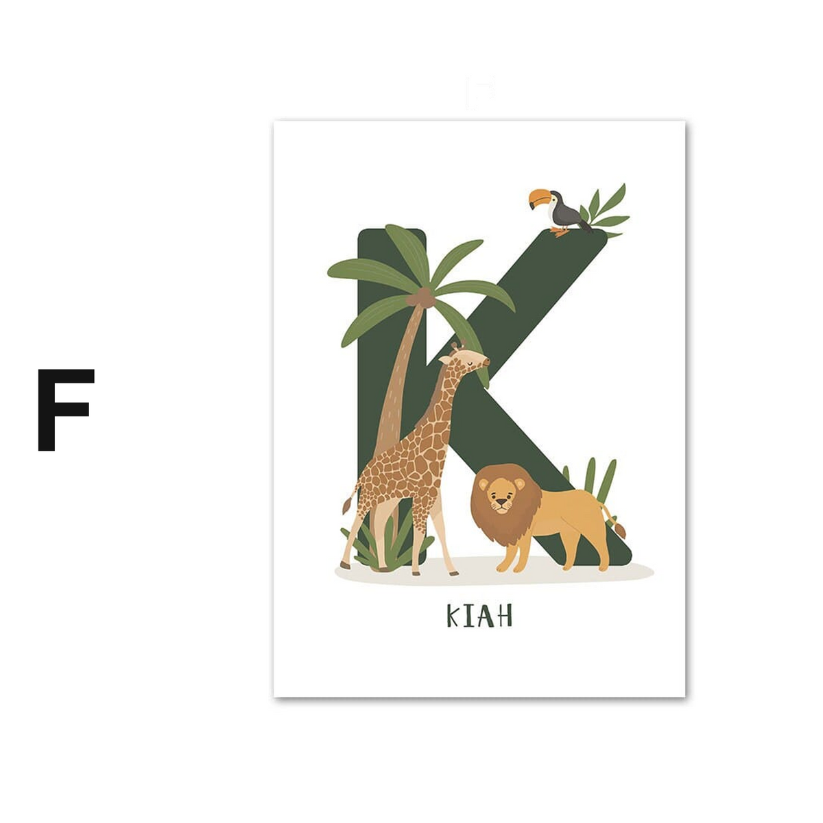 Poster Kinderzimmer Tier Dschungel Alphabet · Name Personalisiert · Kinderzimmer Bilder · Wand Deko · Kunst Druck · Deko Print · ohne Rahmen