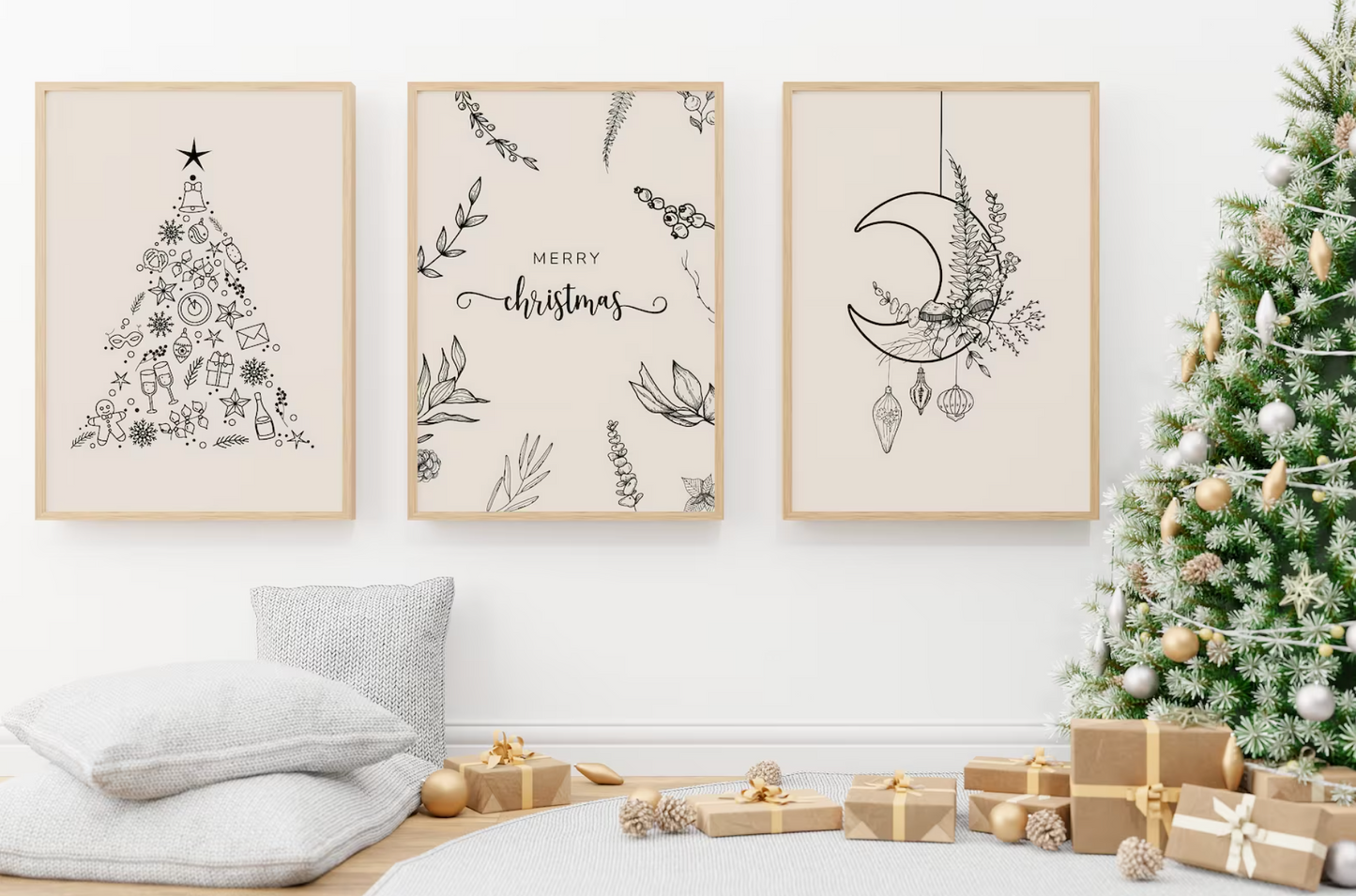 Minimalistisches Weihnachtsposter Frohe Weihnachten · Weihnachtsdruck · Geschenkidee · Weihnachtsbaum · Wand deko · Deko Print · ohne Rahmen