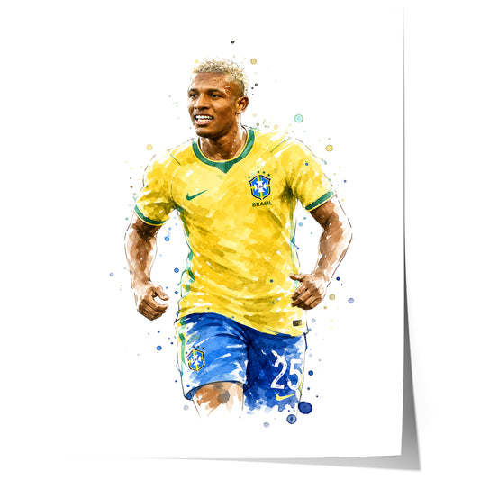 Brasilien Fussball Poster · Geschenkidee · Aquarell Sport Wandbild · Deko Print ohne Rahmen