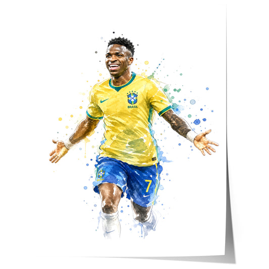 Brasilien Fussball Poster · Geschenkidee · Aquarell Sport Wandbild · Deko Print ohne Rahmen