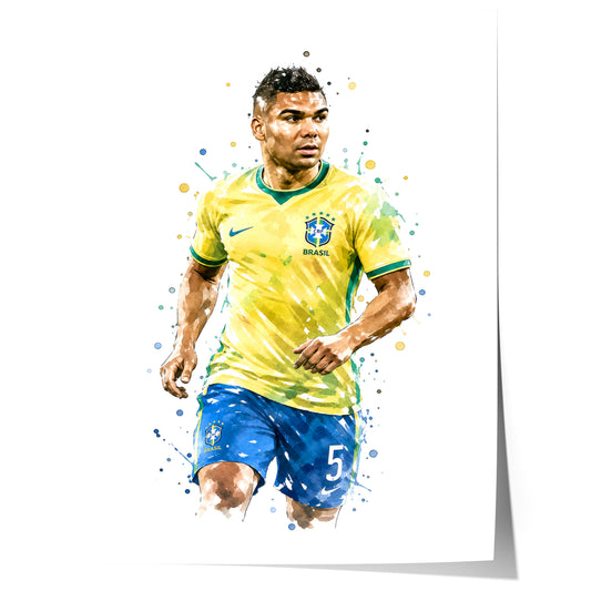 Brasilien Fussball Poster · Geschenkidee · Aquarell Sport Wandbild · Deko Print ohne Rahmen