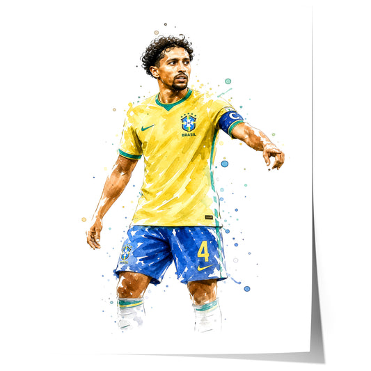 Brasilien Fussball Poster · Geschenkidee · Aquarell Sport Wandbild · Deko Print ohne Rahmen