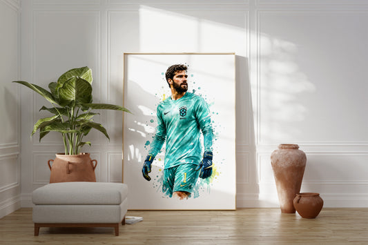 Brasilien Fussball Poster · Geschenkidee · Aquarell Sport Wandbild · Deko Print ohne Rahmen