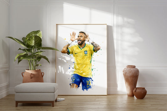 Brasilien Fussball Poster · Geschenkidee · Aquarell Sport Wandbild · Deko Print ohne Rahmen