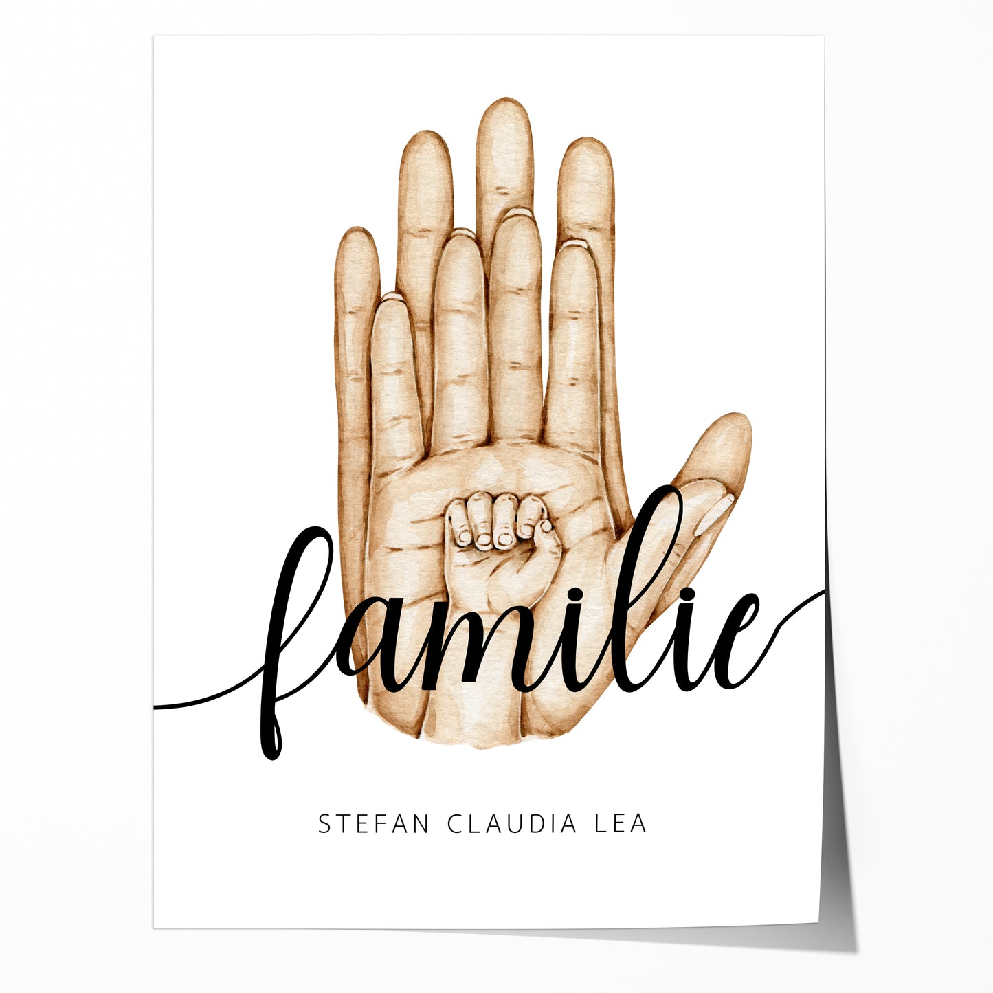 Poster Familie Personalisiert mit Händen I Familiengeschenk I Wohnzimmer & Schlafzimmer Bilder I Wand Deko I Kunstdruck I ohne Rahmen