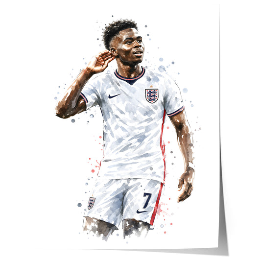 England Fussball Poster · Geschenkidee · Aquarell Sport Wandbild · Deko Print ohne Rahmen