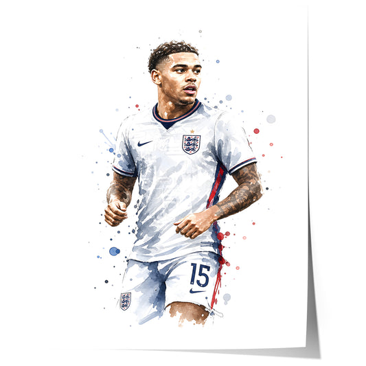 England Fussball Poster · Geschenkidee · Aquarell Sport Wandbild · Deko Print ohne Rahmen
