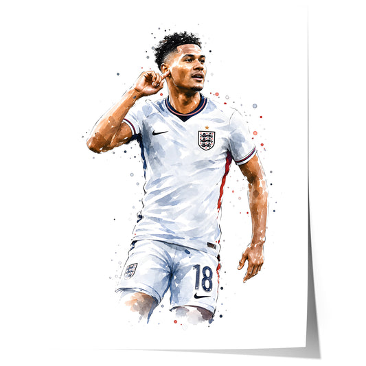 England Fussball Poster · Geschenkidee · Aquarell Sport Wandbild · Deko Print ohne Rahmen