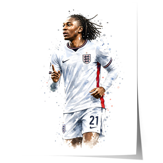 England Fussball Poster · Geschenkidee · Aquarell Sport Wandbild · Deko Print ohne Rahmen