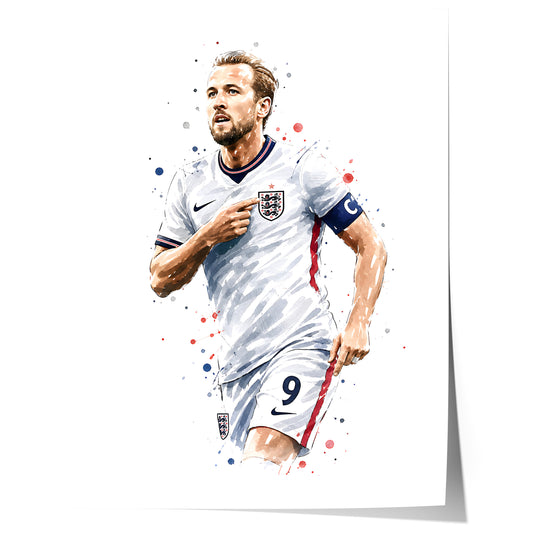 England Fussball Poster · Geschenkidee · Aquarell Sport Wandbild · Deko Print ohne Rahmen
