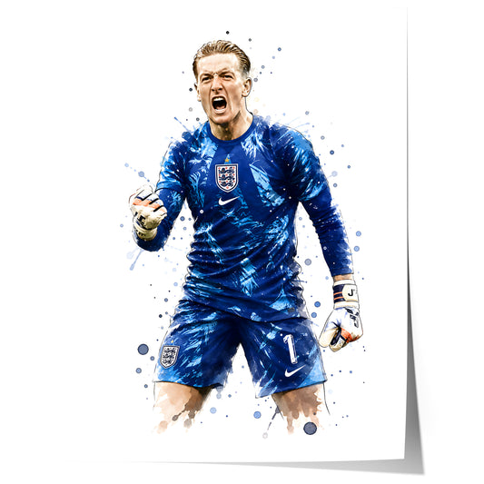 England Fussball Poster · Geschenkidee · Aquarell Sport Wandbild · Deko Print ohne Rahmen