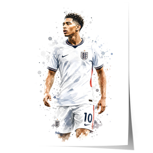England Fussball Poster · Geschenkidee · Aquarell Sport Wandbild · Deko Print ohne Rahmen