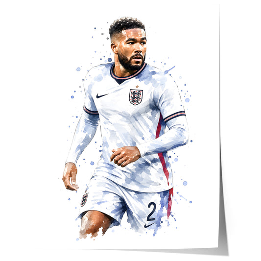 England Fussball Poster · Geschenkidee · Aquarell Sport Wandbild · Deko Print ohne Rahmen