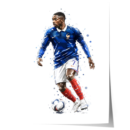 Frankreich Fußball Poster · Geschenkidee · Aquarell Sport Wandbild · Deko Print ohne Rahmen