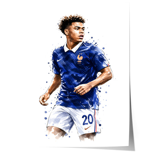 Frankreich Fußball Poster · Geschenkidee · Aquarell Sport Wandbild · Deko Print ohne Rahmen