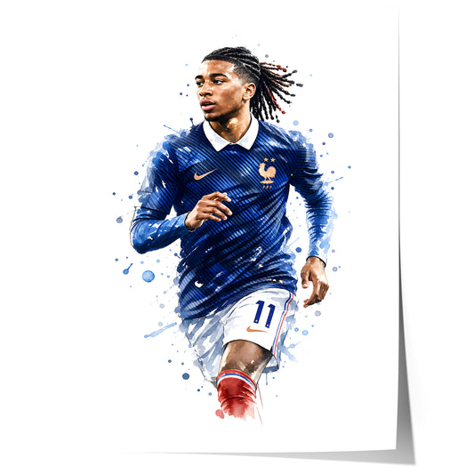 Frankreich Fußball Poster · Geschenkidee · Aquarell Sport Wandbild · Deko Print ohne Rahmen