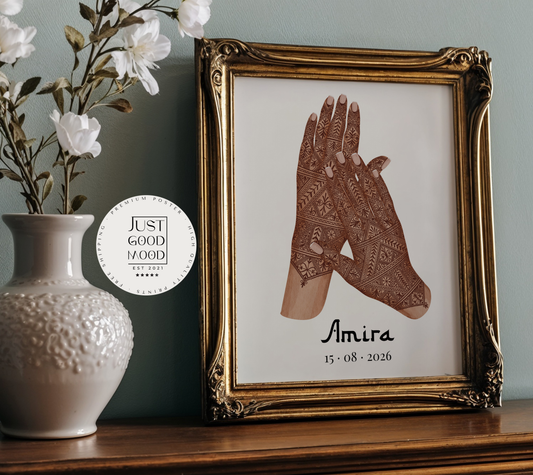 Hände Paar Hochzeit Poster · Geschenkidee · Personalisierte Namen Datum · Liebe Verlobung Illustration · Print ohne Rahmen