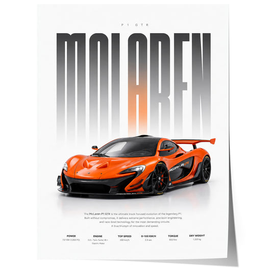 Oranger Rennwagen Poster · Geschenkidee · Motorsport Wandbild · Deko Print ohne Rahmen