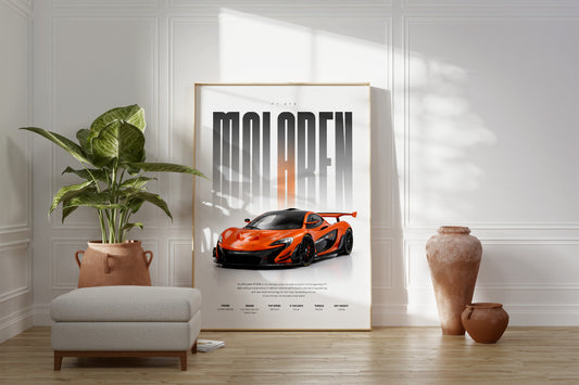 Oranger Rennwagen Poster · Geschenkidee · Motorsport Wandbild · Deko Print ohne Rahmen