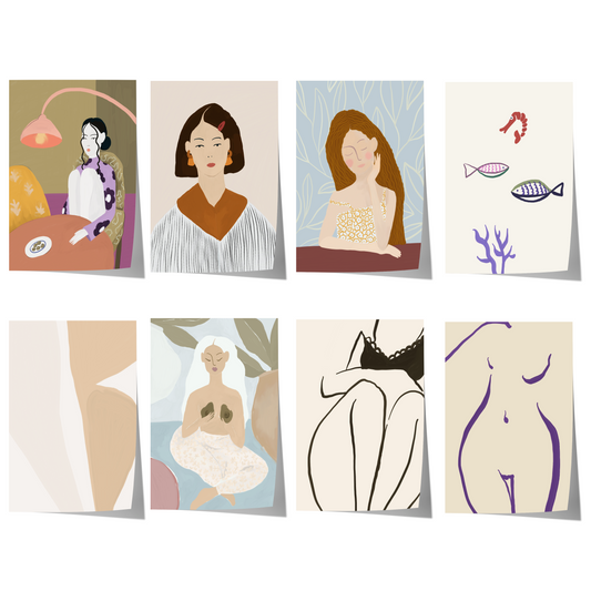 Abstrakte Frauen Poster · Geschenkidee · Abstrakt Frauengesichter Weibliche Silhouetten Line · Dekoprint ohne Rahmen
